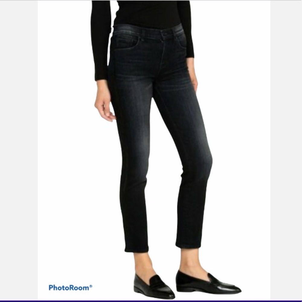 Hudson Stone wash black jeans straight leg